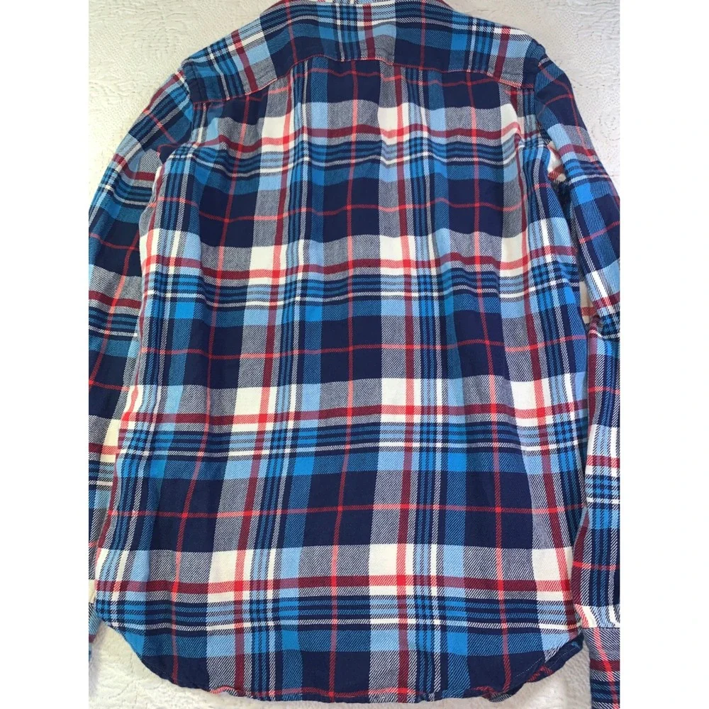 Polo Ralph Lauren Mens Flannel Shirt L Classic Fit Blue Red Plaid Button Down